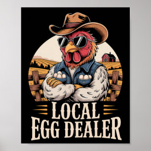 Lokale eierhandelaar rooster Pasen Grappige kippen Poster