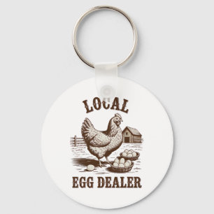 Lokale eierhandelaar rooster Pasen grappige kippen Sleutelhanger