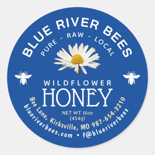 Lokale Honing Daisy Blue Label met Facebook Handle (Voorkant)