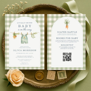 Lokale Salie Groen Gingham Baby Borrel Kaart