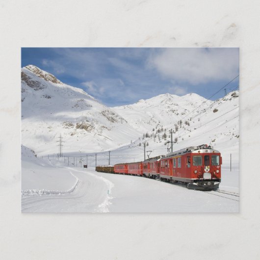 Lokale trein op de lijn Bernina in Zwitserland Briefkaart (Voorkant)
