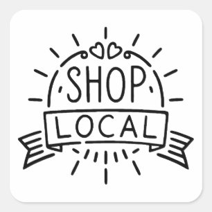 Lokale winkel vierkante sticker