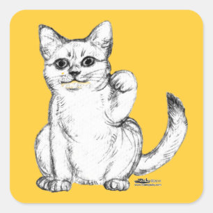 Lokkende Kitty Kat Maneki Neko Vierkante Sticker