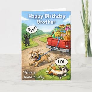 LOL, grappige hond en katten verjaardagskaart voor Kaart