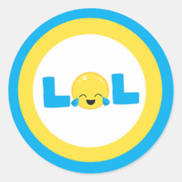 LOL Laugh Out Loud Emoji Blue Yellow Ronde Sticker