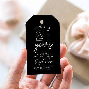 LOLA 21st Birthday Favor Tag zwart Cadeaulabel