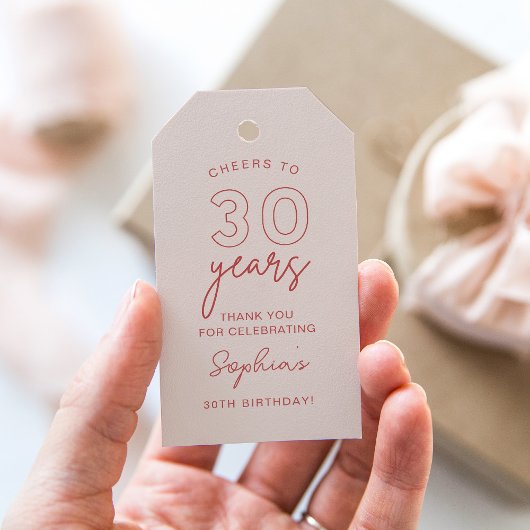 LOLA 30th Birthday Pink Favor Cadeaulabel