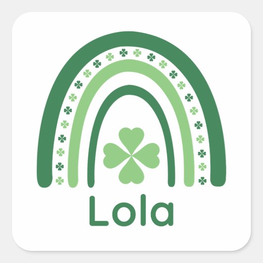 Lola Name Clover Boho Rainbow Vierkante Sticker (Voorkant)