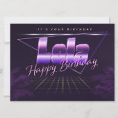 Lola Nom Prénom lila retro Carte Anniversaire (Devant)