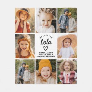 Lola We Love You Hearts Moderne fotocollage Fleece Deken
