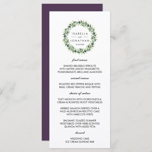L'Olivier | Menu mariage rustique (Devant / Derrière)
