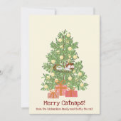 Lolletjes van een blije kat! Kat op Kerstboom Feestdagenkaart (Voorkant)