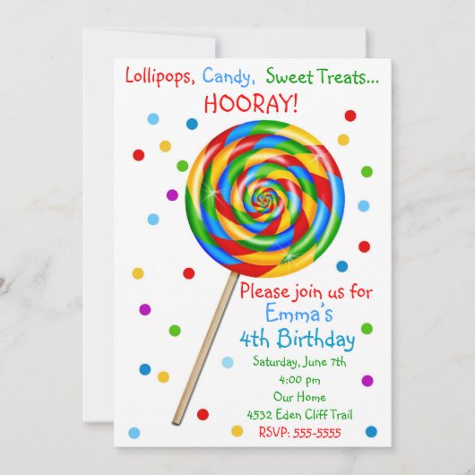 Lollipop Birthday - uitnodigingen op de favoriete (Voorkant)