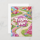 Lollipop Candyland bedankt kaart (Voorkant / Achterkant)