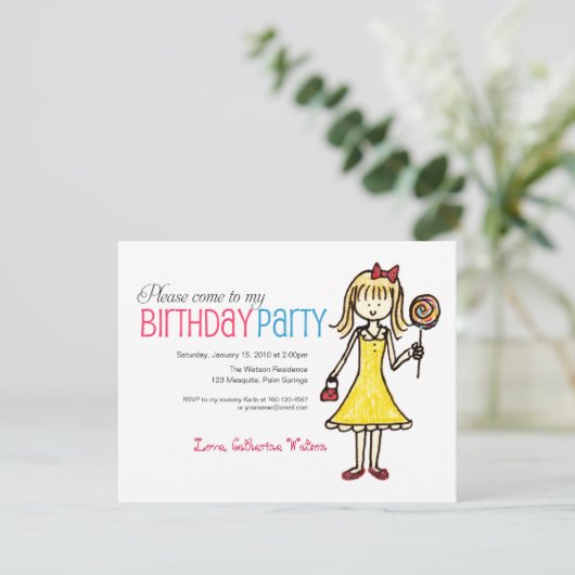 Lollipop, Invitations Fête d'Anniversaire (Debout devant)