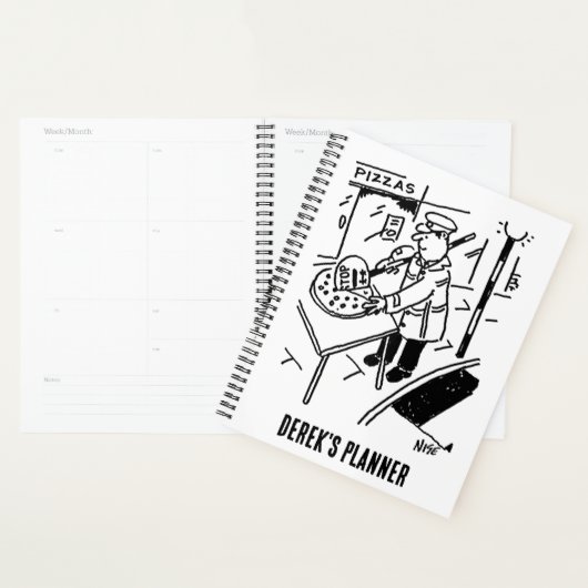 Lollipop Man découpe un planificateur de pizza (Devant avec enveloppe)