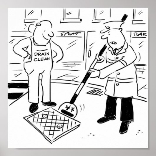 Lollipop Man gebruikt zijn teken om een tekening o Poster (Voorkant)