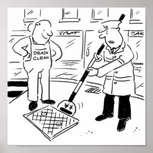 Lollipop Man is Using His Sign to Lift a Drain Poster