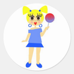 Lollipop Meisje Sticker- Blond Ronde Sticker