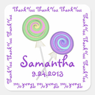 Lollipop Snoep Dank u Vierkante Sticker
