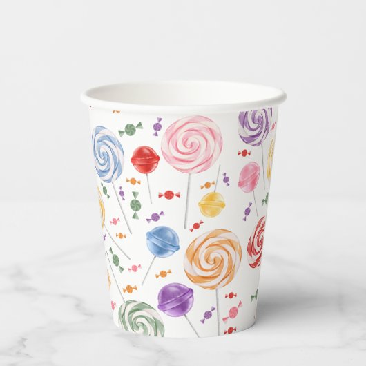 Lollipop Snoep Patroon kleurrijk Papieren Bekers (Achterkant)