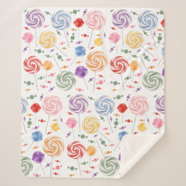 Lollipop Snoep Pattern Colorful Sherpa Blanket Deken