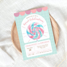 Lollipop Sweet Shop Invitation Anniversaire
