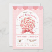 Lollipop Sweet Shop rose Anniversaire Invitation (Devant)