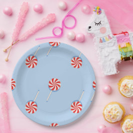 Lollipop Sweet Snoep Blue Kids Verjaardagsfeest Papieren Bordje