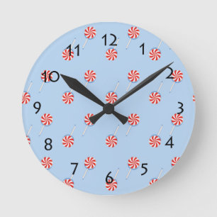 Lollipop Sweet Snoep Blue Wall Ronde Klok