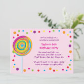 Lollipop uitnodigingen Candyland Verjaardagsfeest  (Staand voorkant)