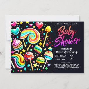 Lollipop Wonderland Kleurrijk Baby shower Kaart