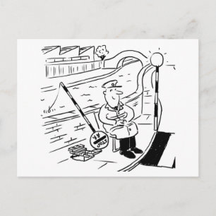 Lollipopman vist met zijn lollipop briefkaart