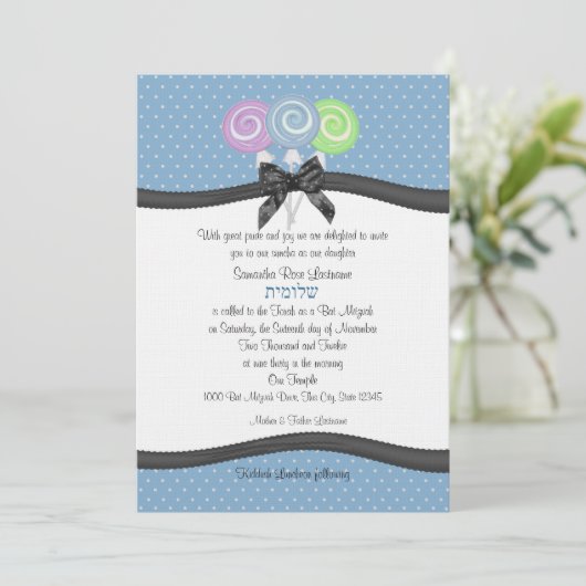 Lollipops en Polka Dots 5x7 Party Kaart (Staand voorkant)