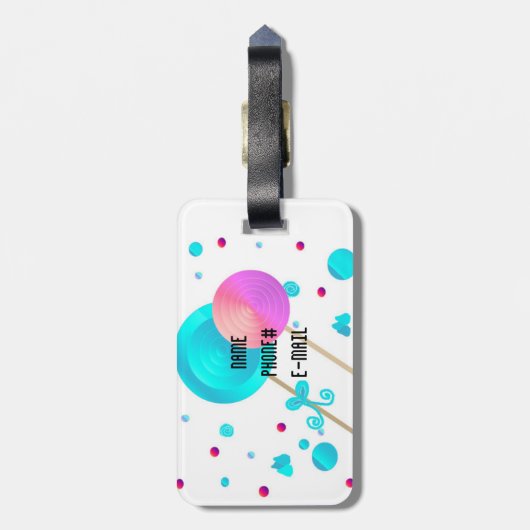 Lollipops en Snoepjes Stippen Bagagelabel (Achterkant verticaal)