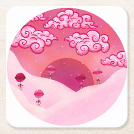 Lollipops en wolken vierkante kartonnen onderzetter