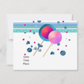 Lollipops et sucreries Invitation d'anniversaire (Dos)