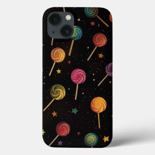 Lollipops in de ruimte - Rainbow Stars Galaxy Blac iPhone 13 Hoesje