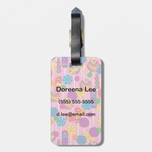 Lollipops Snoep Pattern Bagagelabel (Achterkant verticaal)