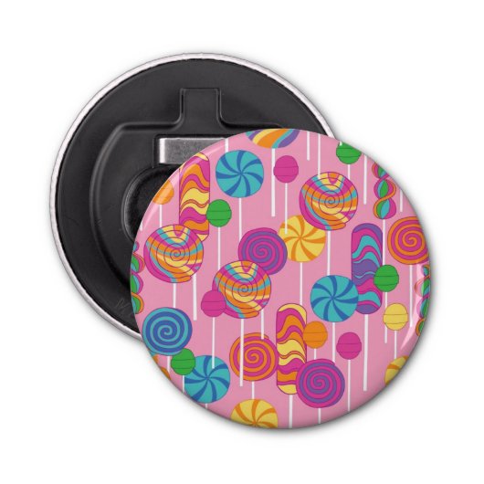 Lollipops Snoep Pattern Button Flesopener (Voorkant)