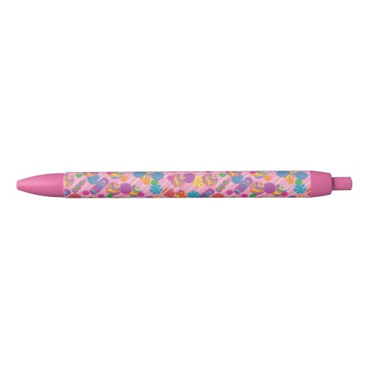 Lollipops Snoep Pattern Zwarte Inkt Pen (Voorkant)