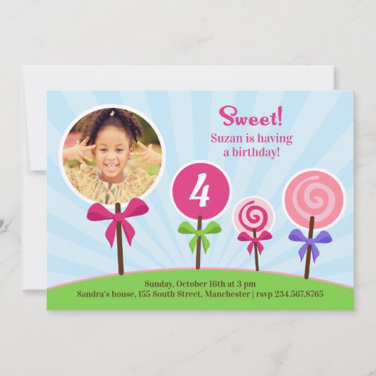 Lollypop Anniversaire Photo Appartement Invitation (Devant)