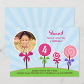 Lollypop Anniversaire Photo Appartement Invitation (Devant / Derrière)