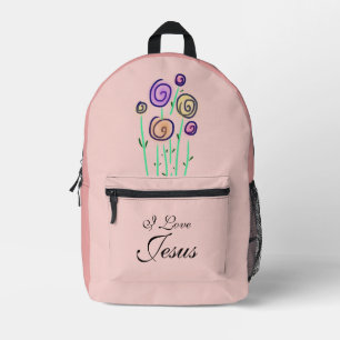 Lollypop Bloem Grafische I Love Jesus Perzik Blos Bedrukte Rugzak