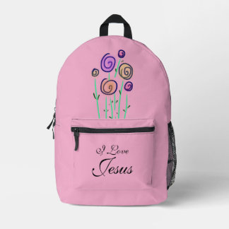 Lollypop Bloem Grafische I Love Jesus Roze Bedrukte Rugzak