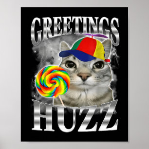 Lollypop Kat Meme Groetjes Huzz Grappige Dwaze Kat Poster