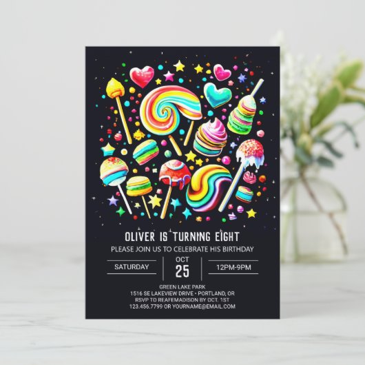 Lollypop Snoepparadijs Verjaardag Kaart (Staand voorkant)