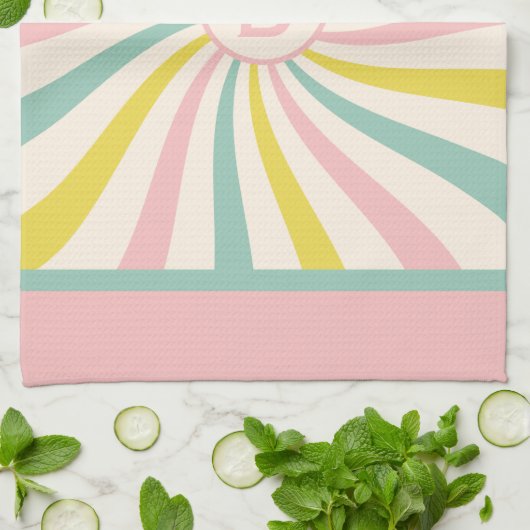 'Lollypop Vibes', retro monogram Theedoek (Gevouwen)