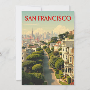 Lombard Street, San Francisco   Carte rétro vintag