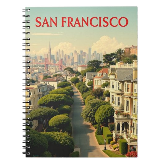 Lombard Street, San Francisco | retro Notitieboek (Voorkant)